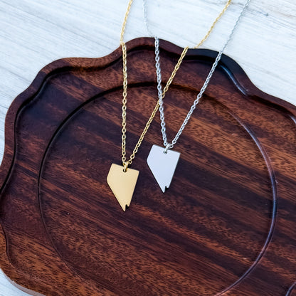 Nevada Pendant Necklace (Silver or Gold), 1 Total, Metal Blank #226