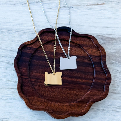 Oregon Pendant Necklace (Silver or Gold), 1 Total, Metal Blank #227