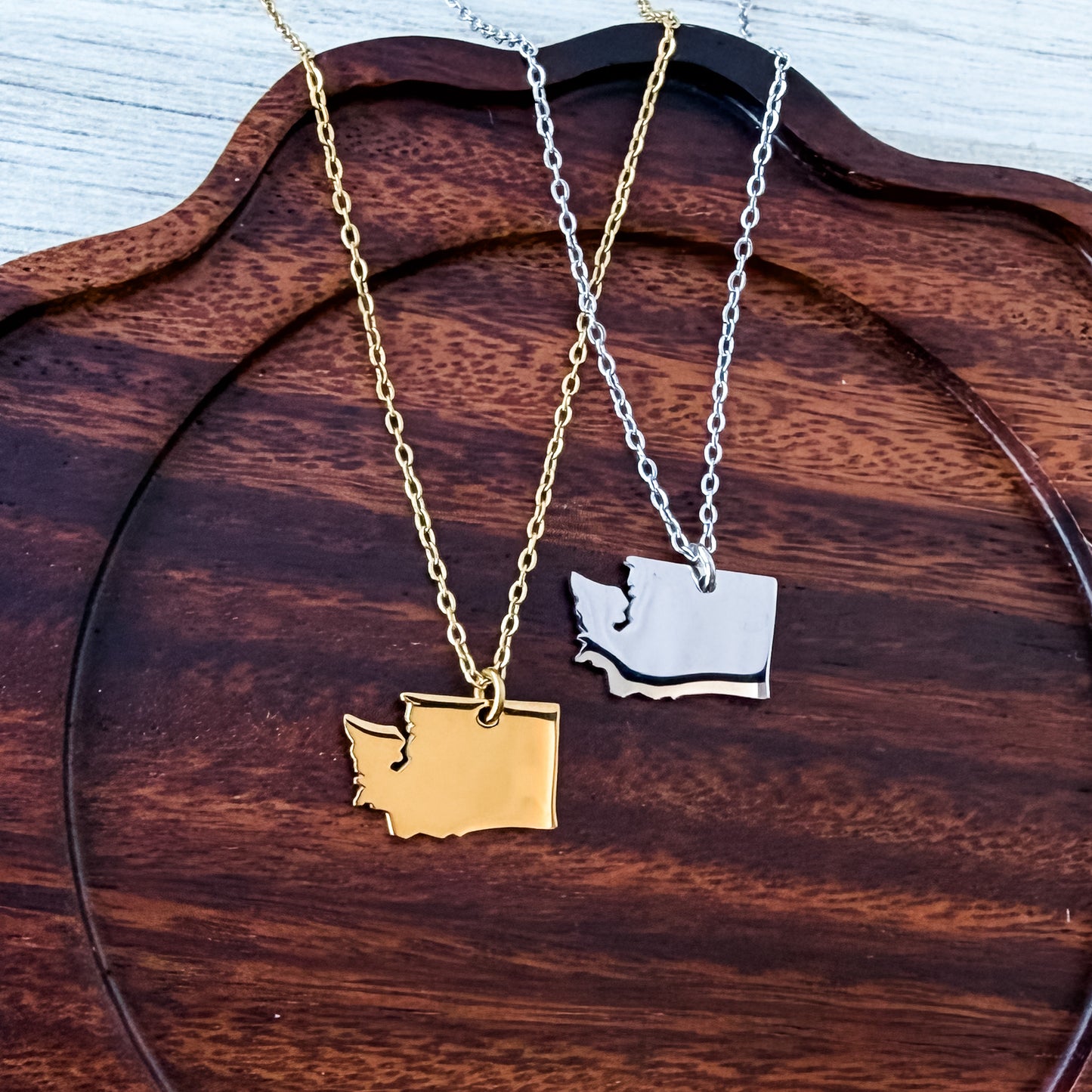 Washington State Pendant Necklace (Silver or Gold), 1 Total, Metal Blank #228