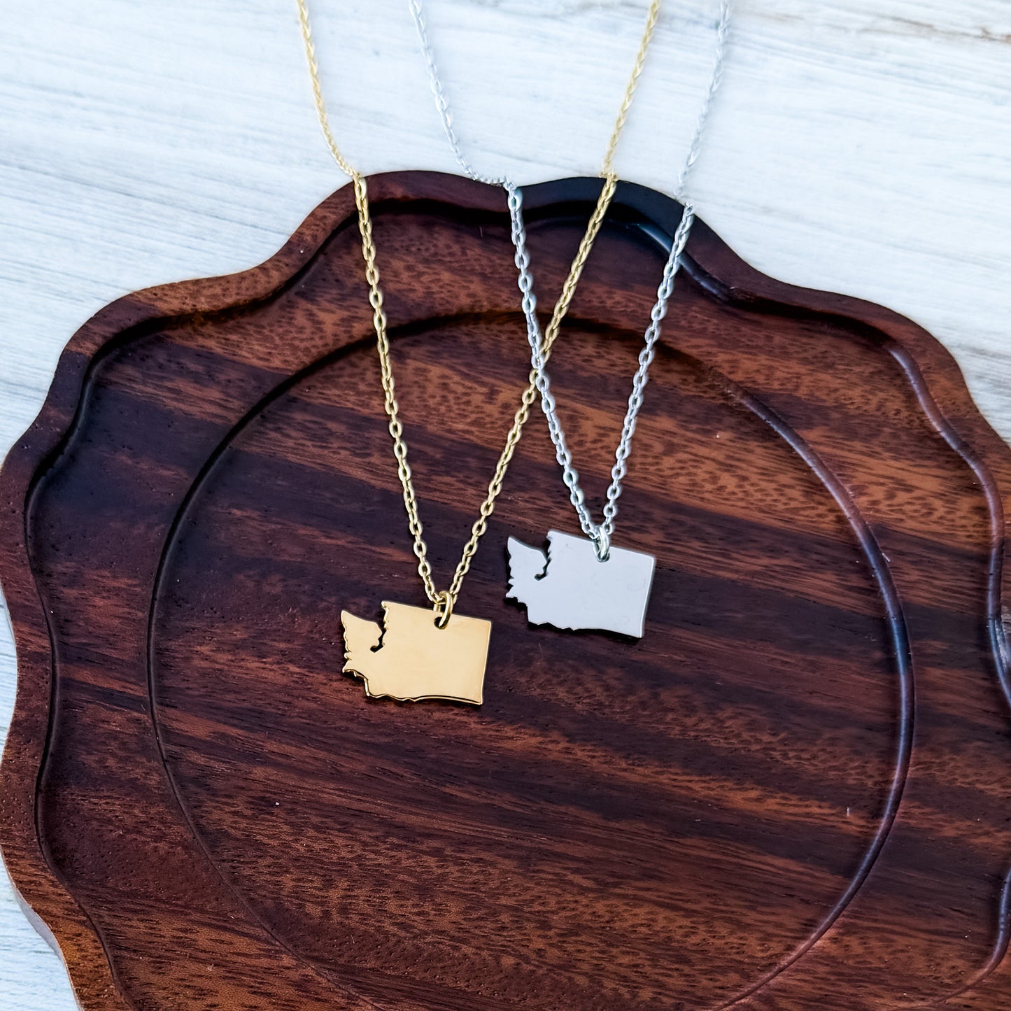 Washington State Pendant Necklace (Silver or Gold), 1 Total, Metal Blank #228