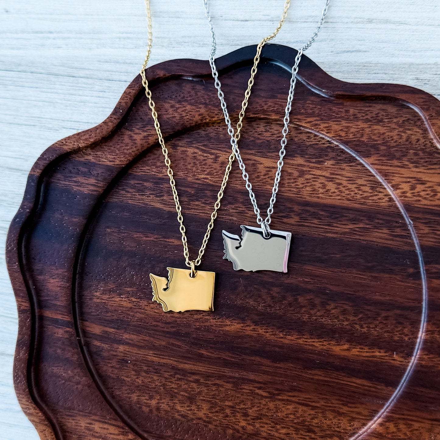 Washington State Pendant Necklace (Silver or Gold), 1 Total, Metal Blank #228