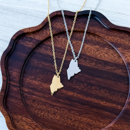 Maine Pendant Necklace (Silver or Gold), 1 Total, Metal Blank #229
