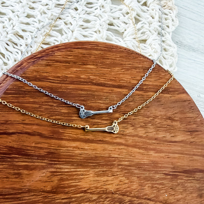 Tiny Lacrosse Necklace (Silver or Gold), 1 Total, Metal Blank #231