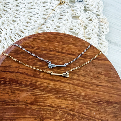 Tiny Lacrosse Necklace (Silver or Gold), 1 Total, Metal Blank #231