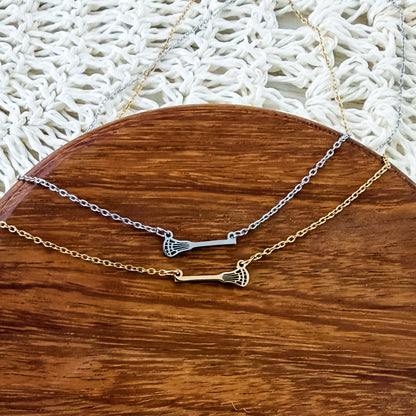 Tiny Lacrosse Necklace (Silver or Gold), 1 Total, Metal Blank #231