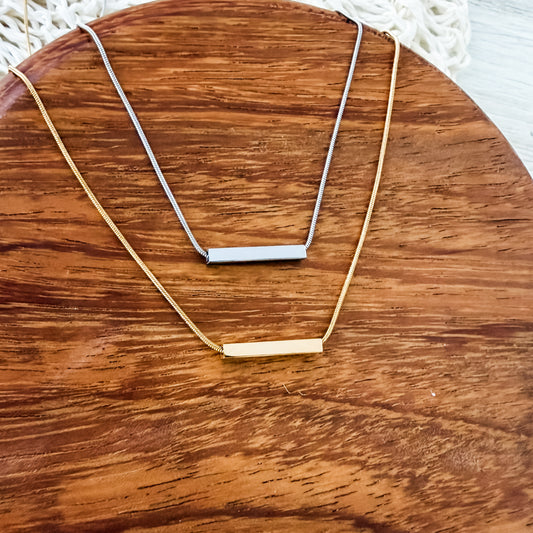 Sliding Horizontal Bar Necklace (Silver or Gold), 1 Total, Metal Blank #233