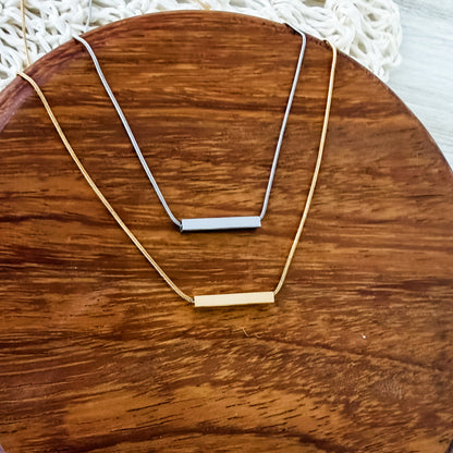 Sliding Horizontal Bar Necklace (Silver or Gold), 1 Total, Metal Blank #233