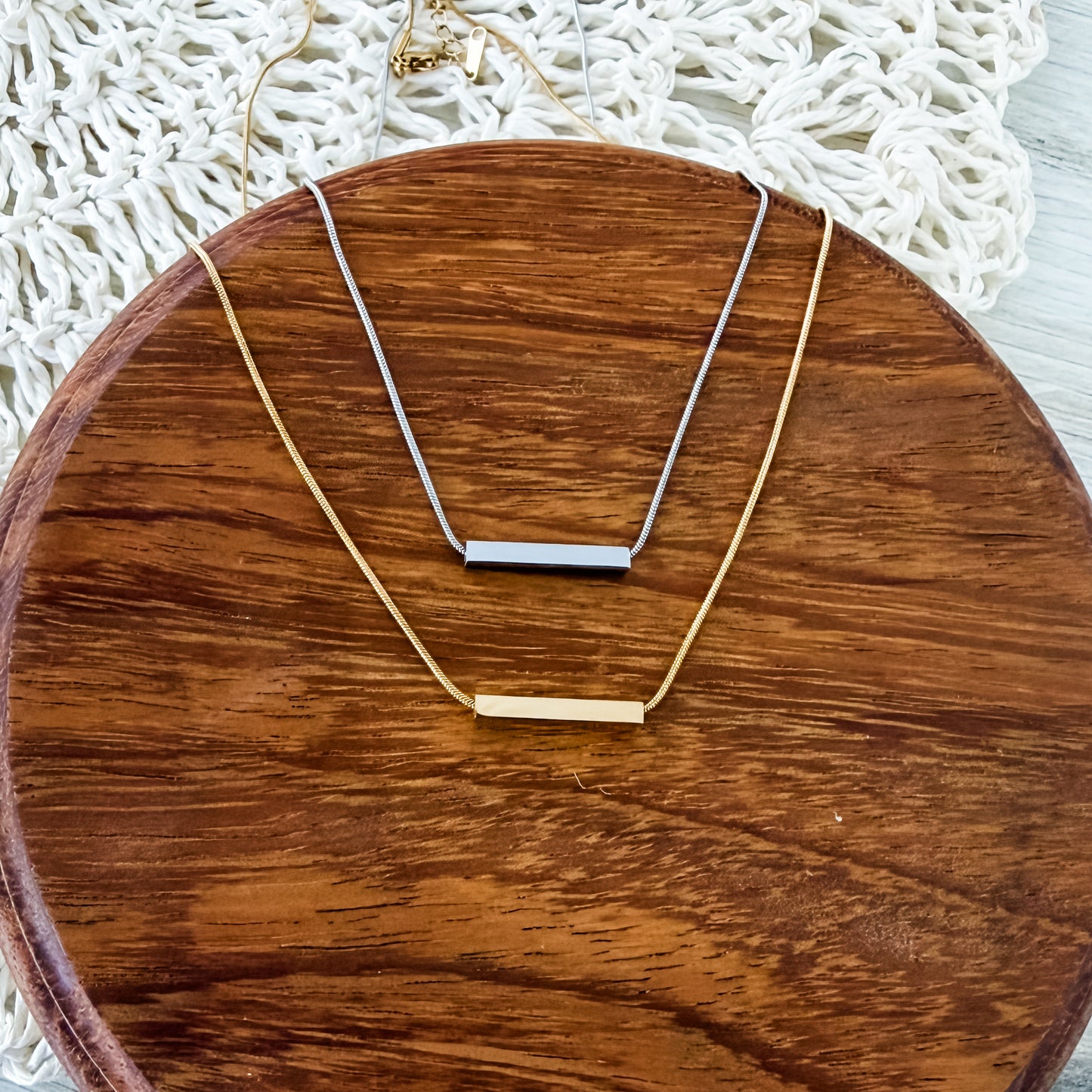 Sliding Horizontal Bar Necklace (Silver or Gold), 1 Total, Metal Blank #233