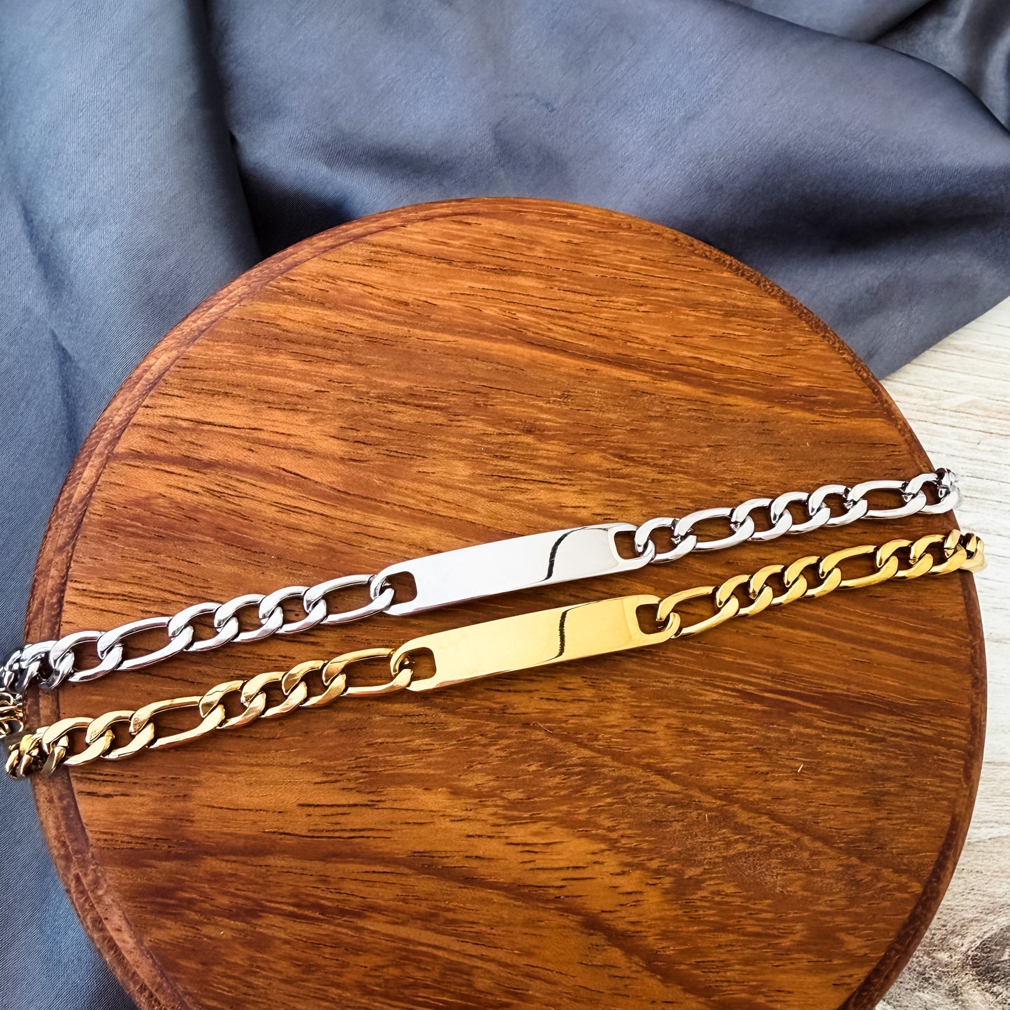 Men's Horizontal Bar Figaro Bracelet, 1 Total, Metal Blank #236