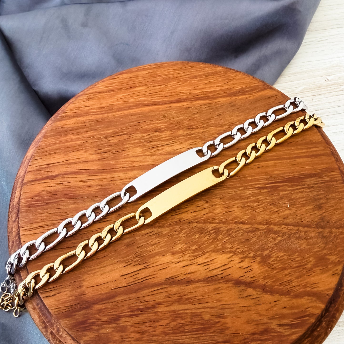 Men's Horizontal Bar Figaro Bracelet, 1 Total, Metal Blank #236