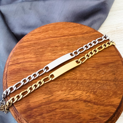 Men's Horizontal Bar Figaro Bracelet, 1 Total, Metal Blank #236