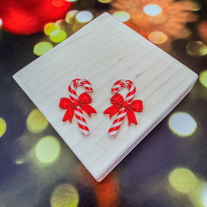 Red Classic Candy Cane Earring Blank (1 Pair), Acrylic Print & Cut, Laser Blank #124