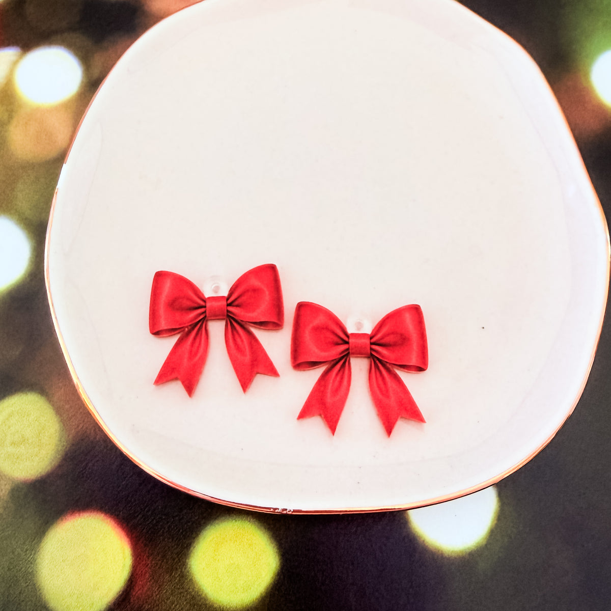 Petite Holiday Red Bow Earring Blank (1 Pair), Acrylic Print & Cut, Laser Blank #123