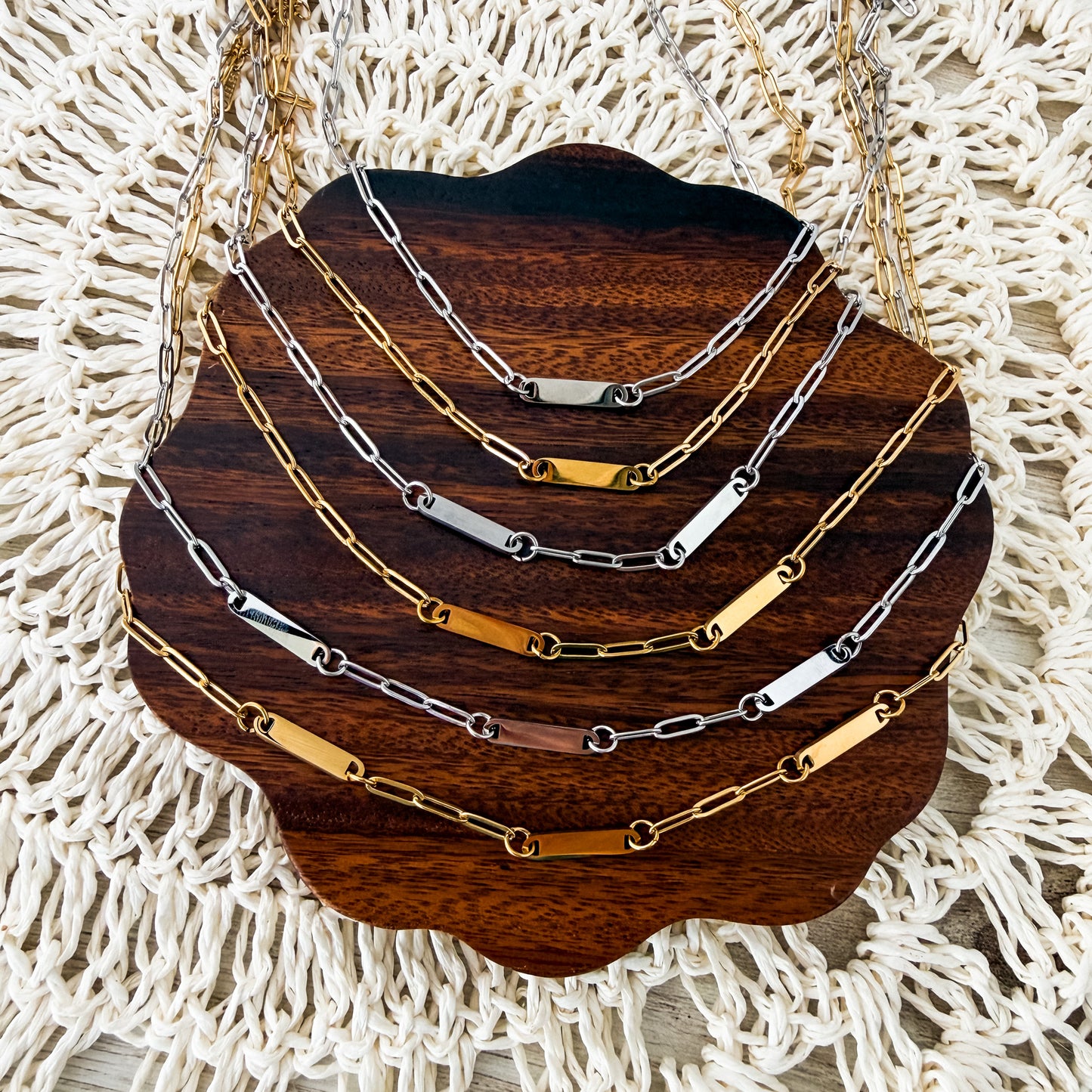 Small Oval Bar Paperclip Necklace (1, 2, or 3 Bars), 1 Necklace Total, Metal Blank #237