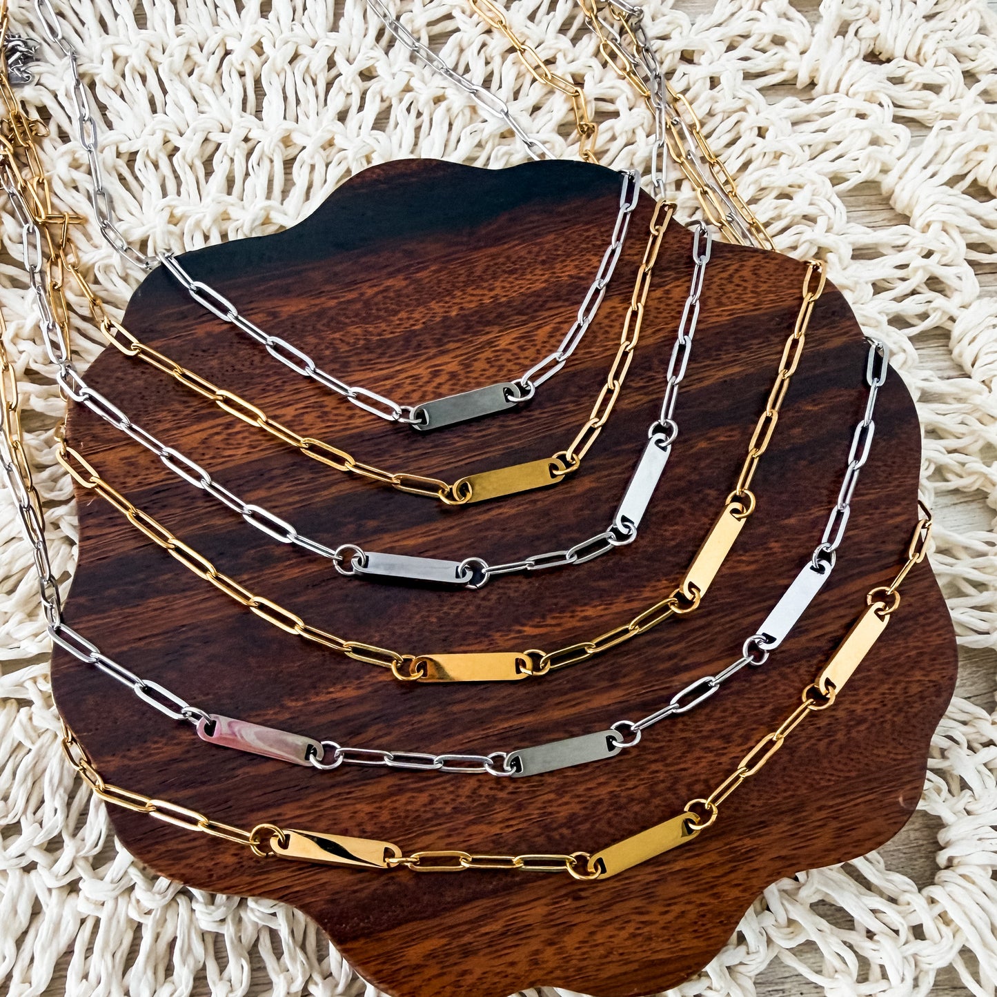 Small Oval Bar Paperclip Necklace (1, 2, or 3 Bars), 1 Necklace Total, Metal Blank #237