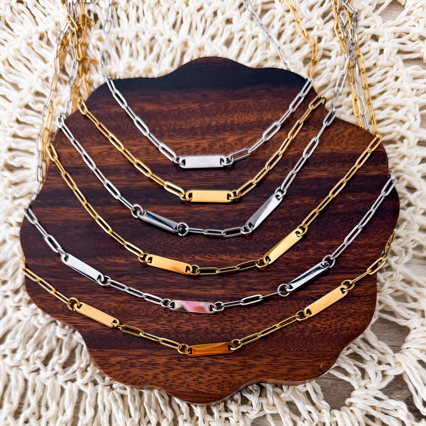 Small Oval Bar Paperclip Necklace (1, 2, or 3 Bars), 1 Necklace Total, Metal Blank #237