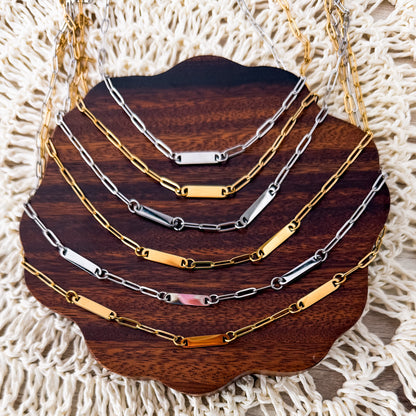 Small Oval Bar Paperclip Necklace (1, 2, or 3 Bars), 1 Necklace Total, Metal Blank #237