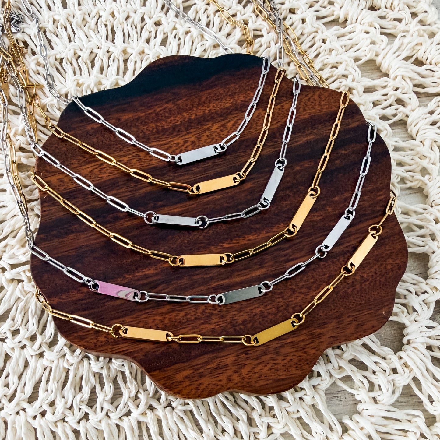 Small Oval Bar Paperclip Necklace (1, 2, or 3 Bars), 1 Necklace Total, Metal Blank #237