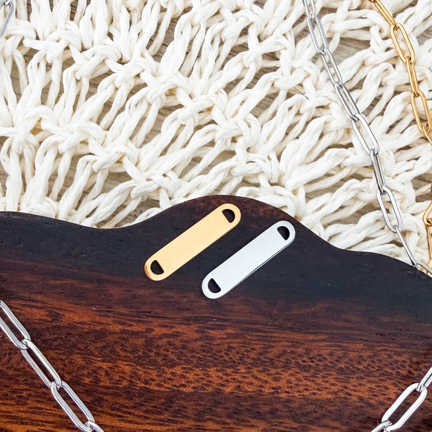 Small Oval Bar Connector Charms (Silver or Gold), 5 Pieces Total, Metal Blank #239