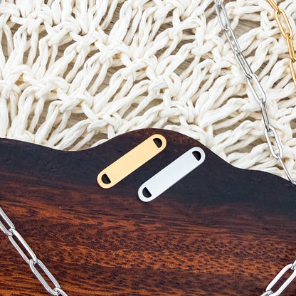 Small Oval Bar Connector Charms (Silver or Gold), 5 Pieces Total, Metal Blank #239