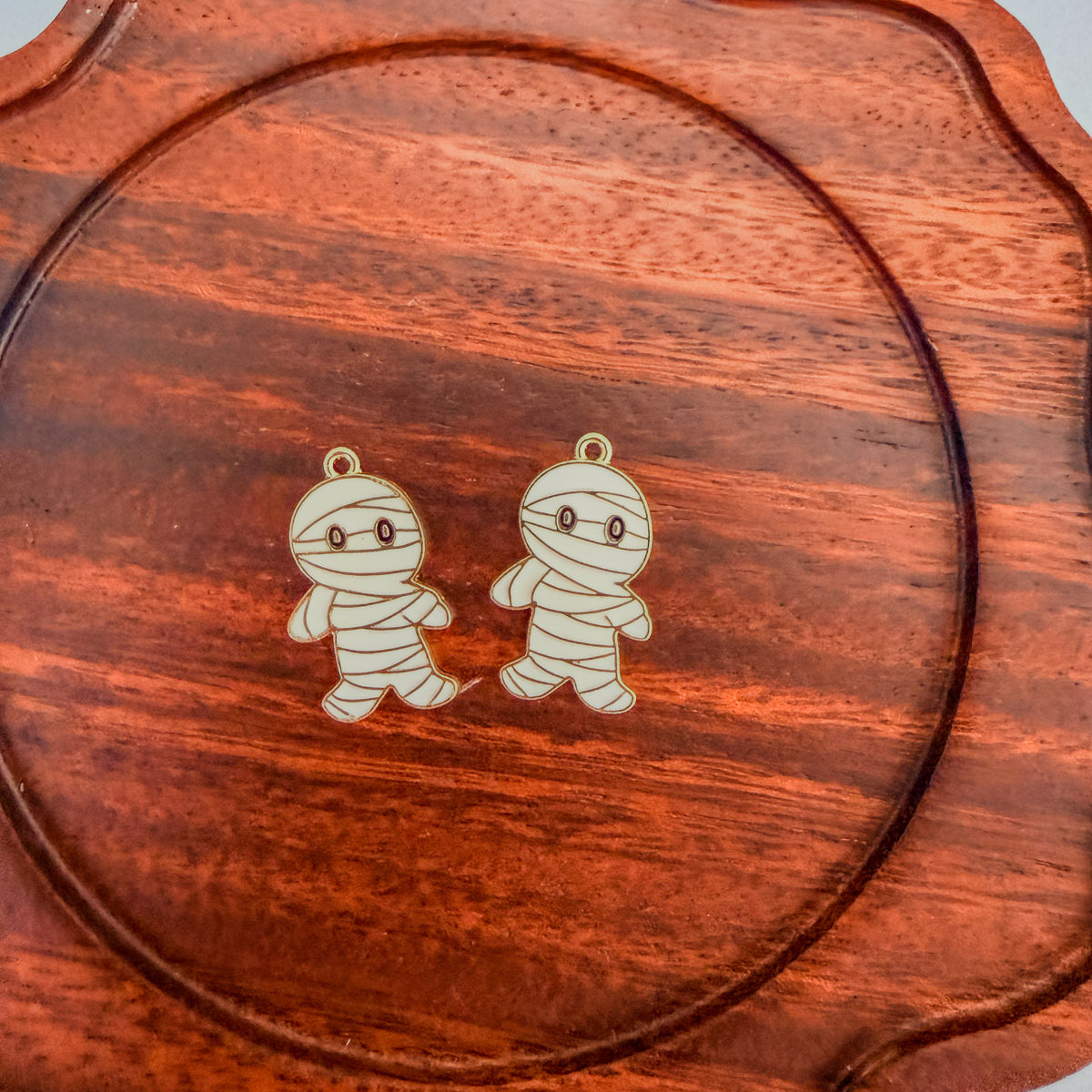 Mummy (Gold and White) Enamel and Brass Pendant Charm, 10 Pieces, Warehouse Event #4