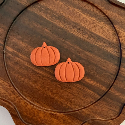 Burnt Orange Embossed Polymer Clay Pumpkins , 2 Pieces, Warehouse Event #15