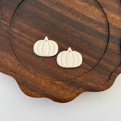 White Embossed Polymer Clay Pumpkins , 2 Pieces, Warehouse Event #18