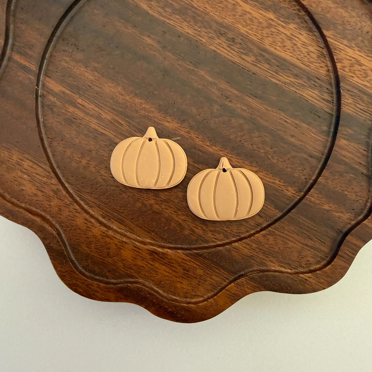Latte Embossed Polymer Clay Pumpkins , 2 Pieces, Warehouse Event #16