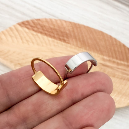 Horizontal Bar Ring (Silver or Gold, Sizes 5-10), 1 Total, Metal Blank #244