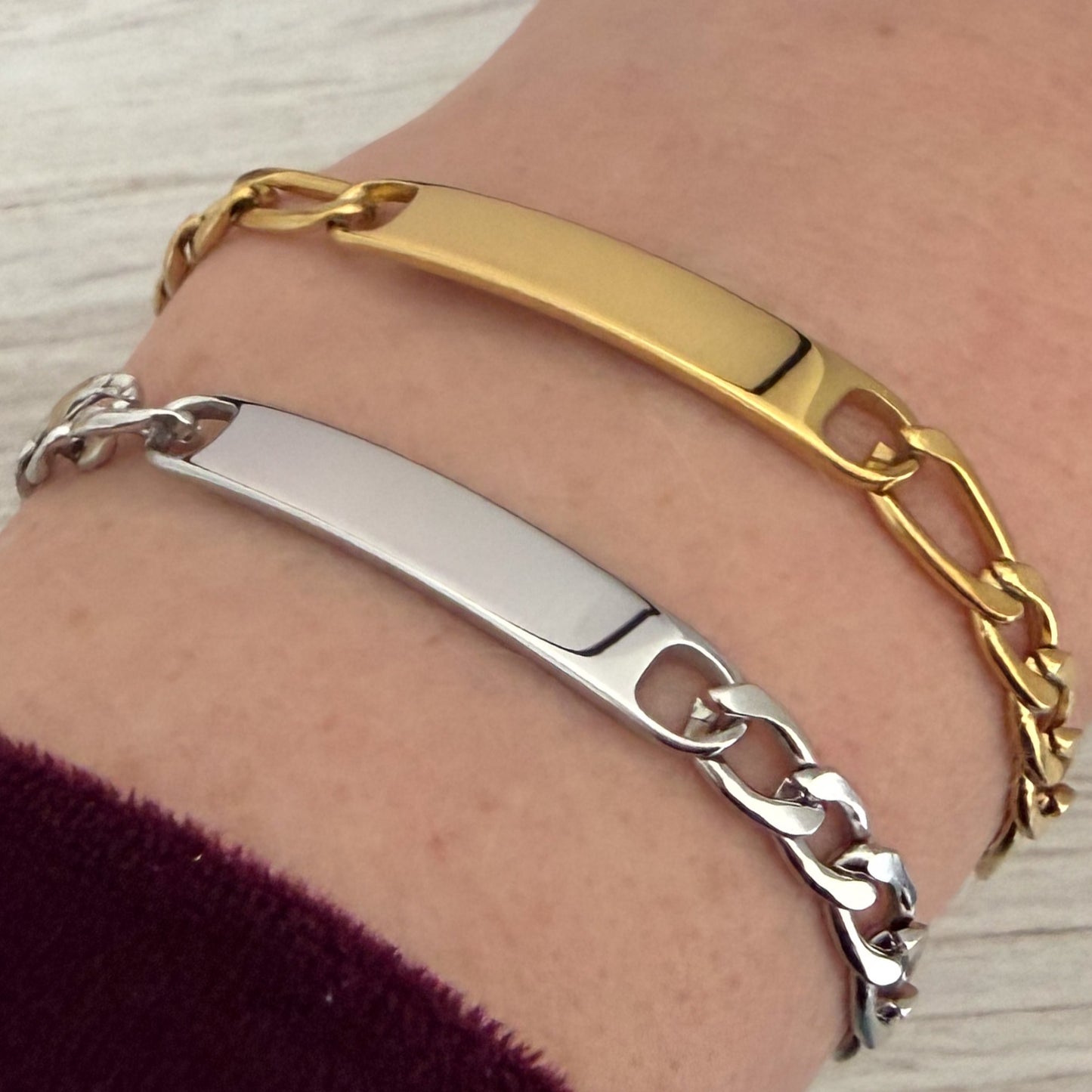 Women's Horizontal Bar Figaro Bracelet, 1 Total, Metal Blank #242