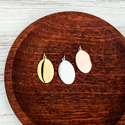 Oval Pendant Charms with Attached Jump Rings (Silver, Gold, or Rose Gold), 5 Total, Metal Blank #240