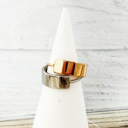 Horizontal Bar Ring (Silver or Gold, Sizes 5-10), 1 Total, Metal Blank #244