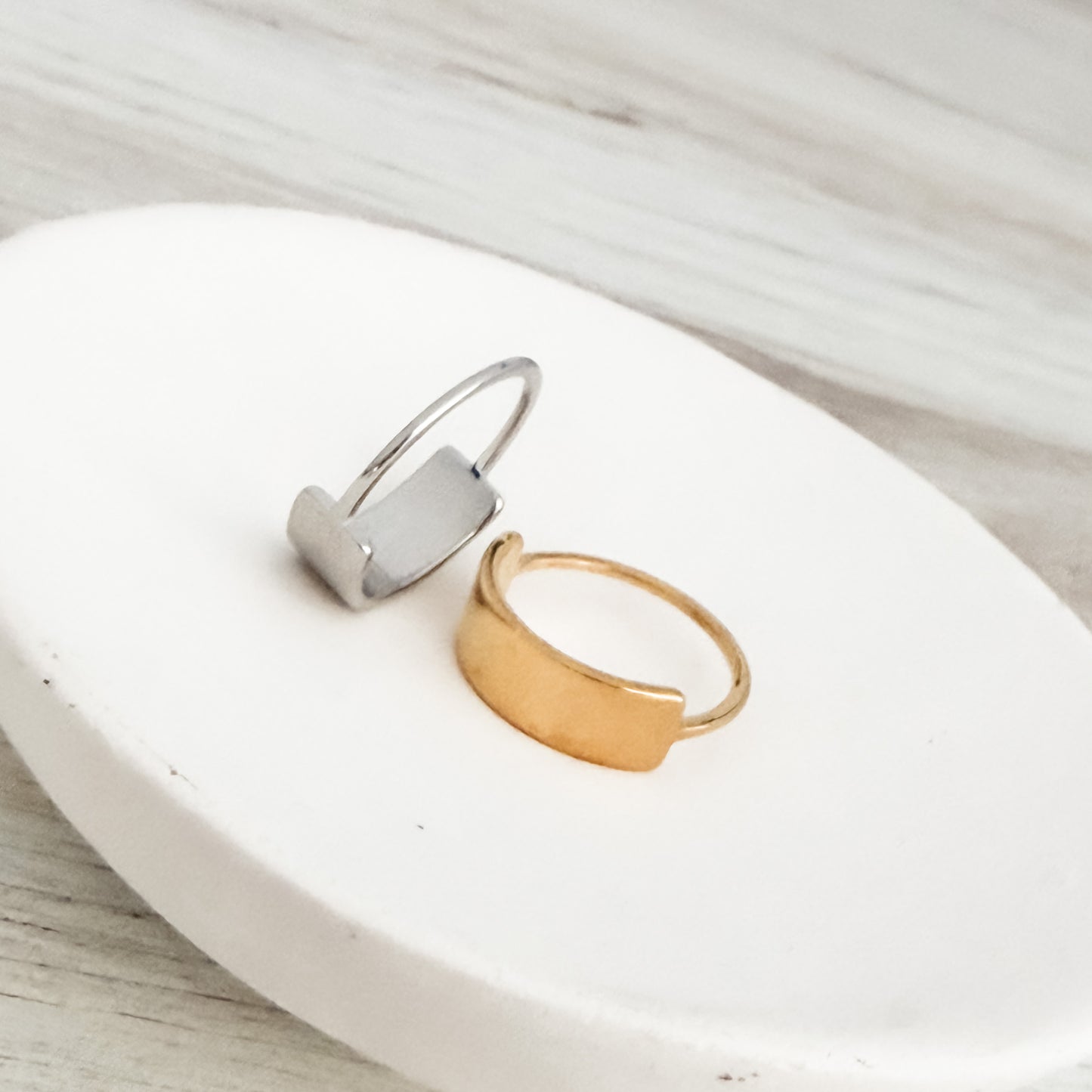 Horizontal Bar Ring (Silver or Gold, Sizes 5-10), 1 Total, Metal Blank #244