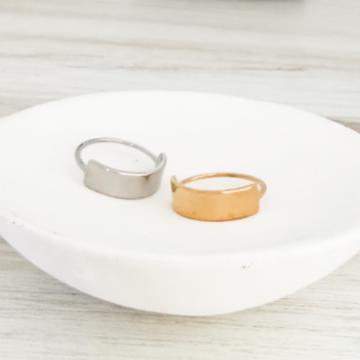 Horizontal Bar Ring (Silver or Gold, Sizes 5-10), 1 Total, Metal Blank #244