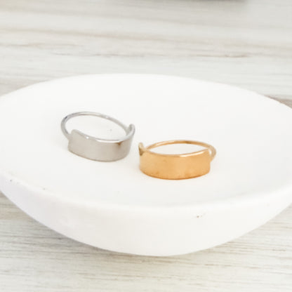 Horizontal Bar Ring (Silver or Gold, Sizes 5-10), 1 Total, Metal Blank #244