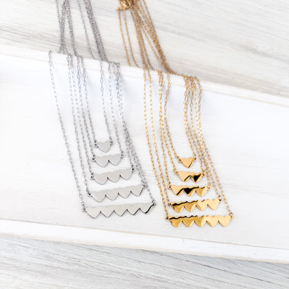 Link Heart Necklace (1, 2, 3, 4, or 5 Hearts), 1 Necklace Total, Metal Blank #244