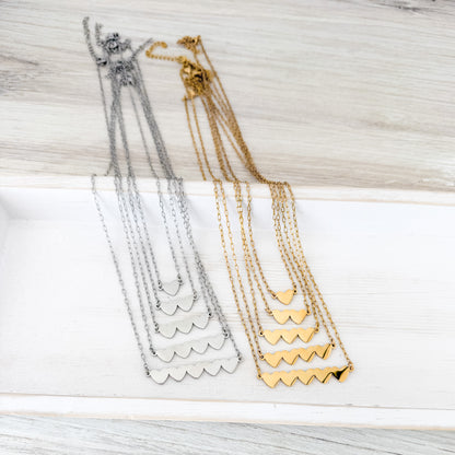 Link Heart Necklace (1, 2, 3, 4, or 5 Hearts), 1 Necklace Total, Metal Blank #244