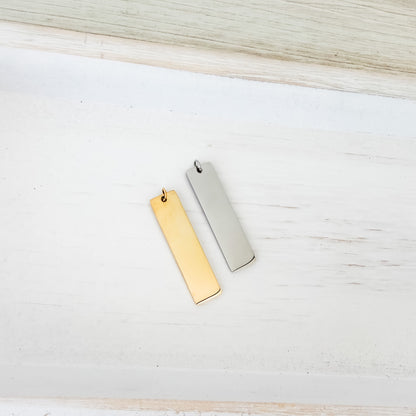 Classic Flat Bar Pendant with Attached Jump Rings (Silver or Gold), 5 Total, Metal Blank #245