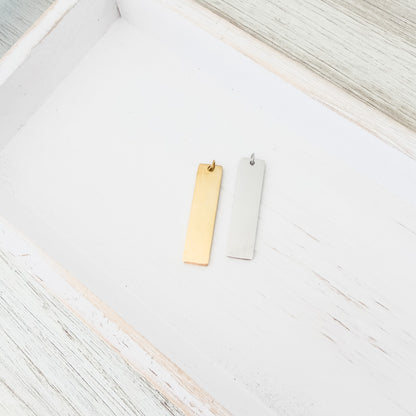 Classic Flat Bar Pendant with Attached Jump Rings (Silver or Gold), 5 Total, Metal Blank #245