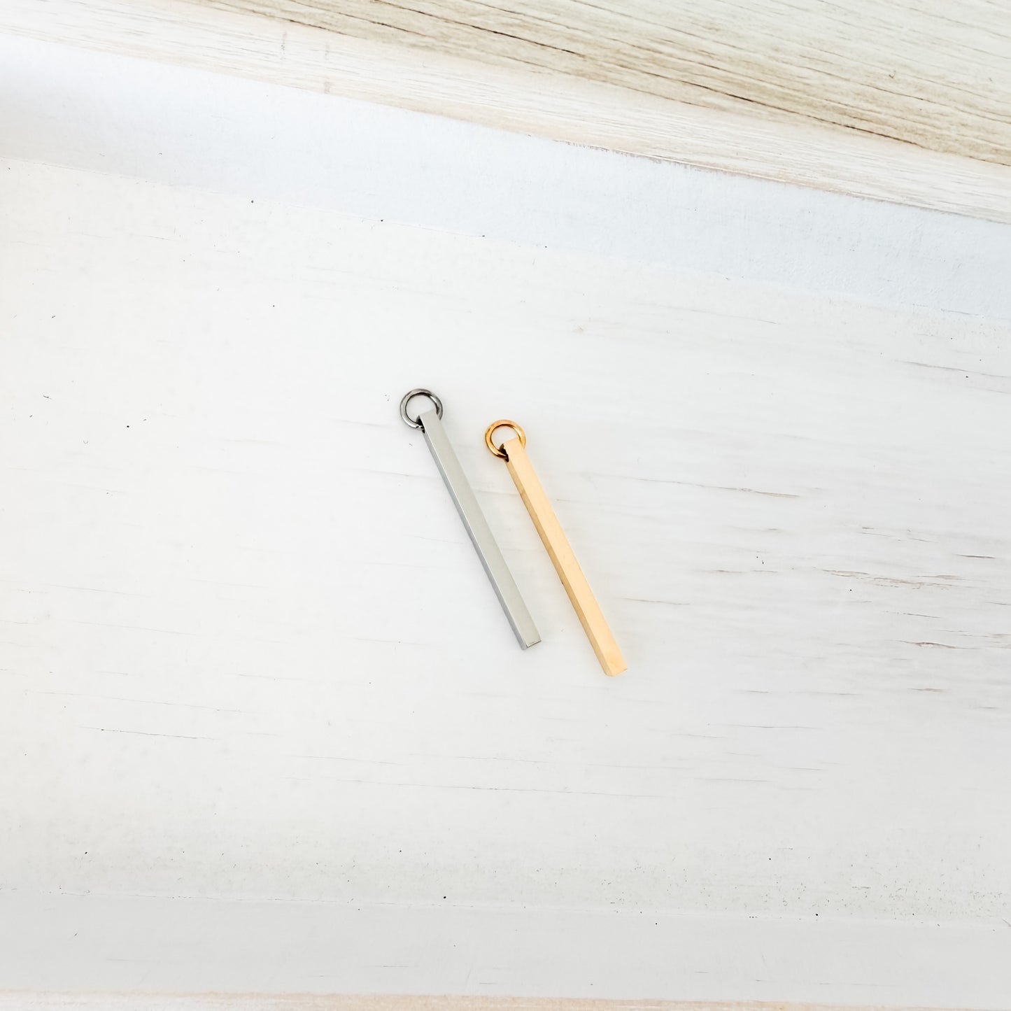 Quad Column Pendant with Attached Jump Rings (Silver or Gold), 5 Total, Metal Blank #246