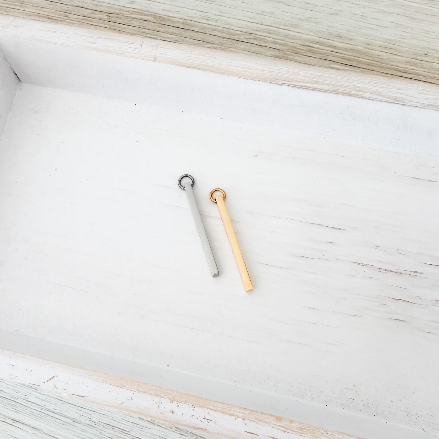 Quad Column Pendant with Attached Jump Rings (Silver or Gold), 5 Total, Metal Blank #246