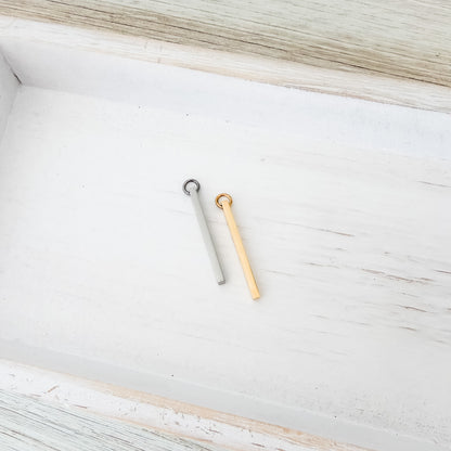 Quad Column Pendant with Attached Jump Rings (Silver or Gold), 5 Total, Metal Blank #246