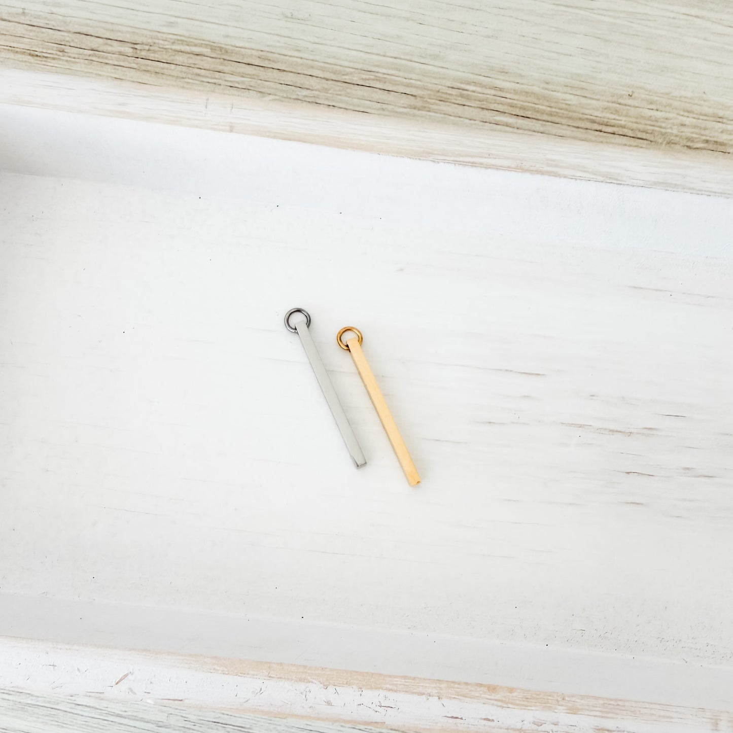 Quad Column Pendant with Attached Jump Rings (Silver or Gold), 5 Total, Metal Blank #246