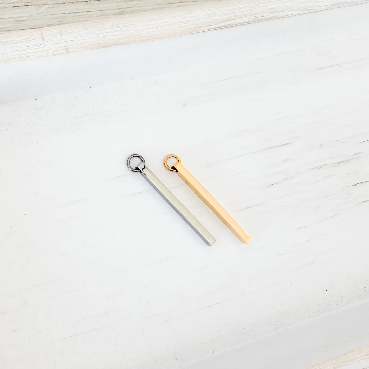 Quad Column Pendant with Attached Jump Rings (Silver or Gold), 5 Total, Metal Blank #246