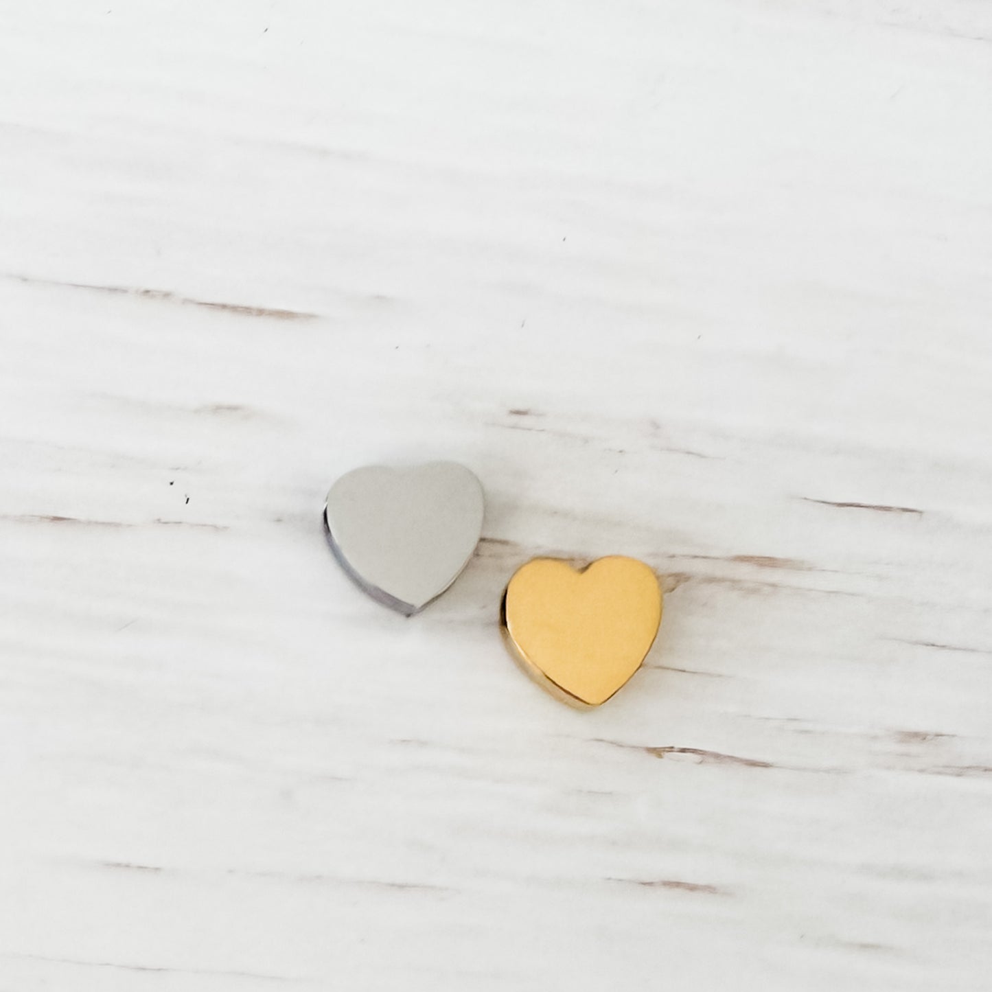 Tiny Heart Bead Charms (Silver or Gold), 5 Total, Metal Blank #247