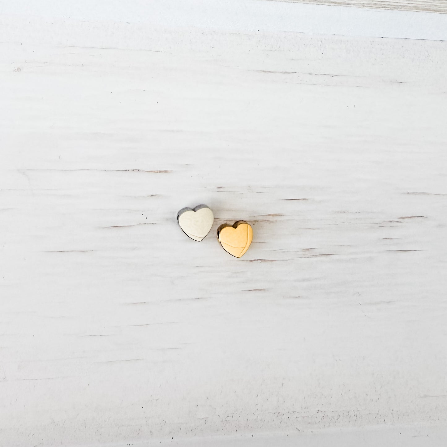 Tiny Heart Bead Charms (Silver or Gold), 5 Total, Metal Blank #247