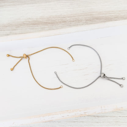 New Premium Bracelet Bolo Adjustable Chain Findings (Silver or Gold), 5 Pieces, Chain #34