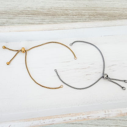 New Premium Bracelet Bolo Adjustable Chain Findings (Silver or Gold), 5 Pieces, Chain #34