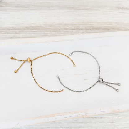 New Premium Bracelet Bolo Adjustable Chain Findings (Silver or Gold), 5 Pieces, Chain #34