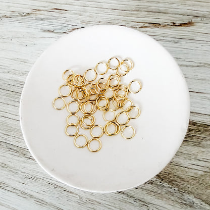 Classic Gold 10mm Round Stainless Steel Jump Rings (18g), Closed (Unsoldered), 100 Pieces, Jump Ring #35